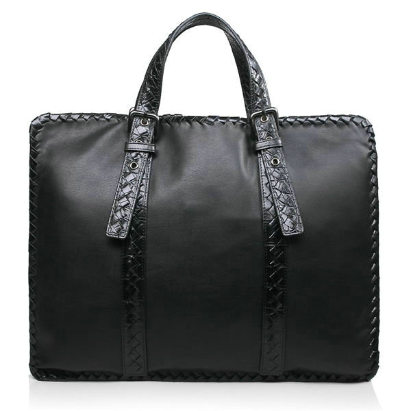 Bottega Veneta nero waxed leather briefcase 16043 black - Click Image to Close